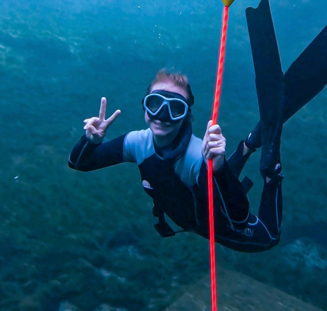 a person swimming in water