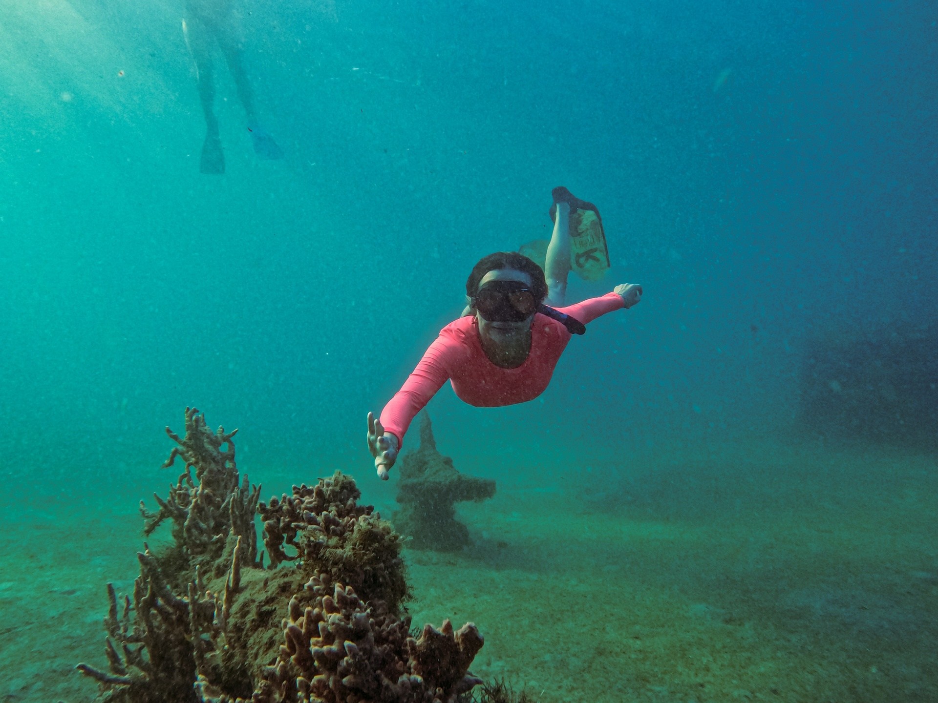 a man swimming in the water