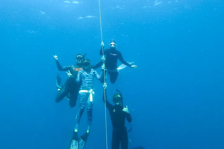 a person swimming in the water