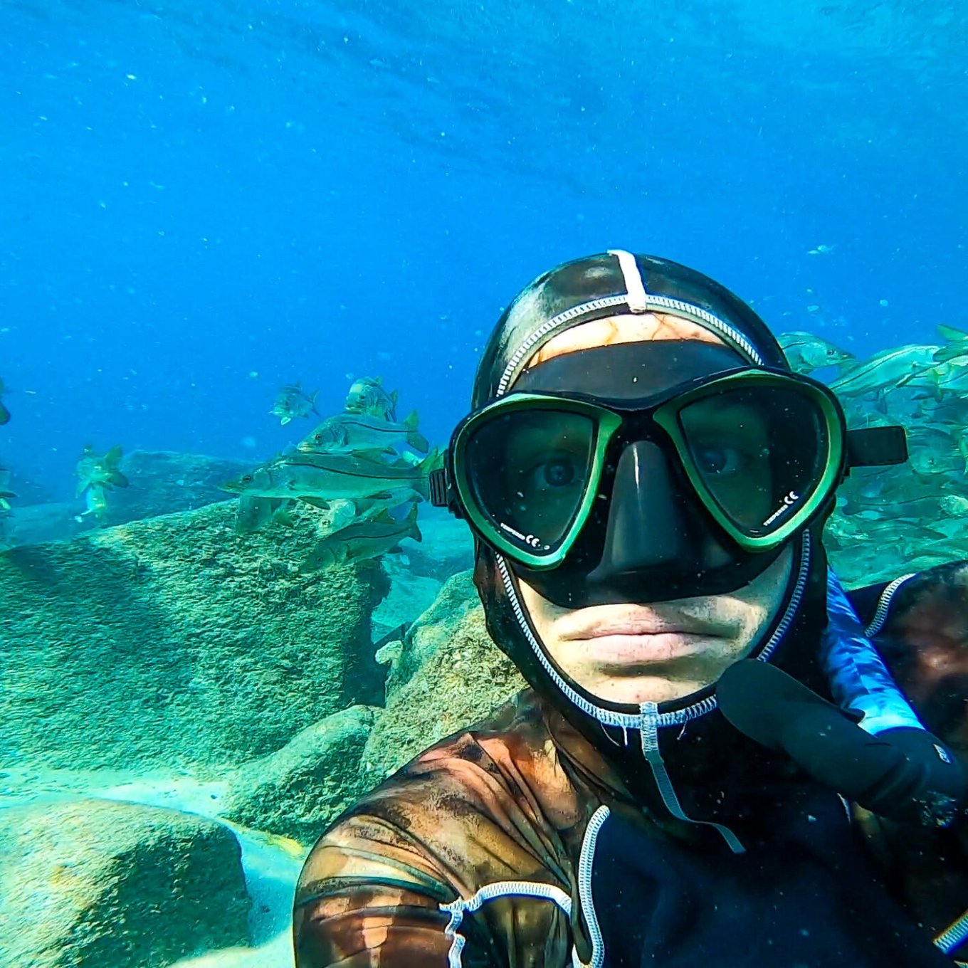 a man swimming in the water