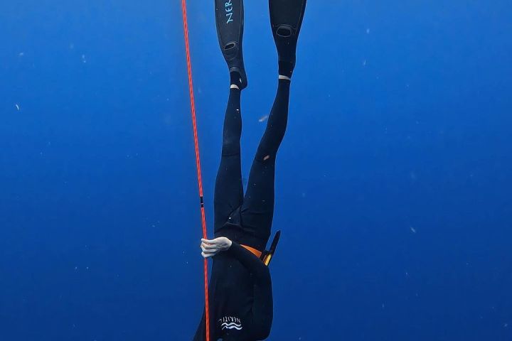 a person swimming in water