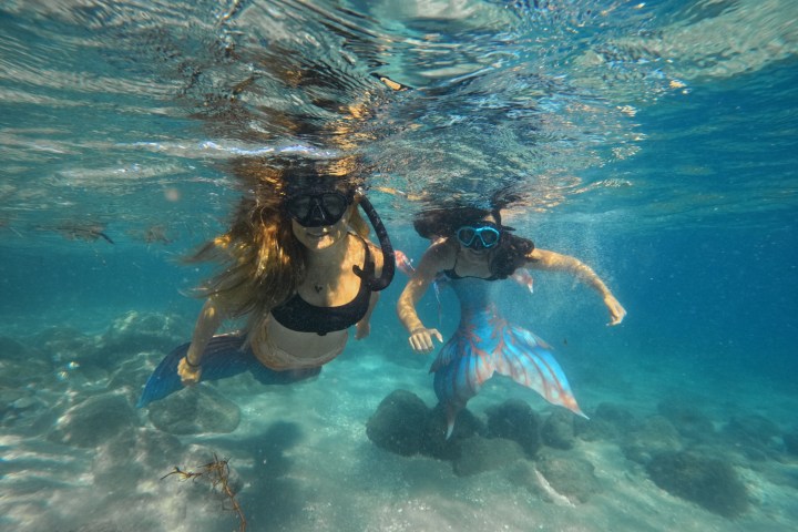 a person swimming in a body of water