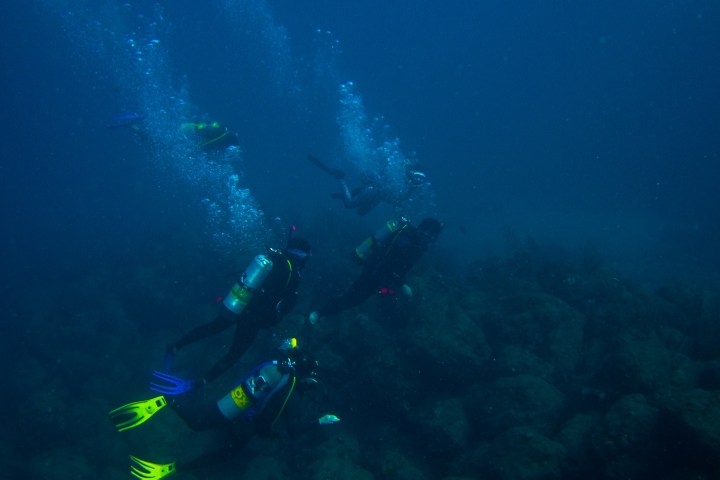 a man swimming in the water