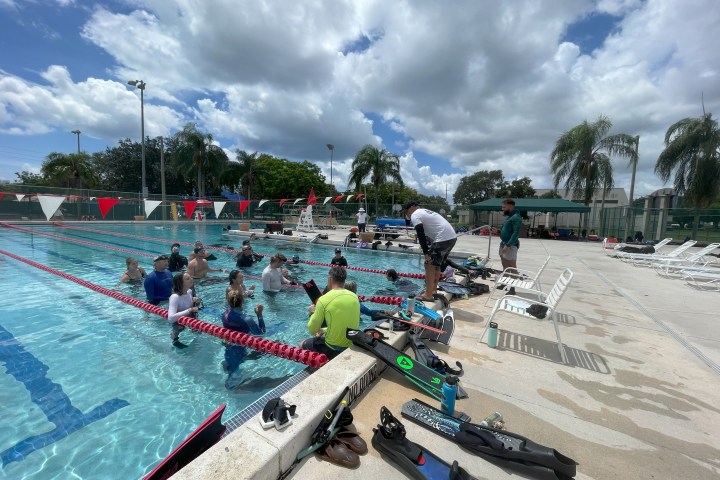 a group of people sitting at a beach