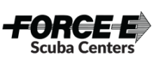 Logo: FORCE-E Scuba Centers with an arrow incorporated into the letter E.