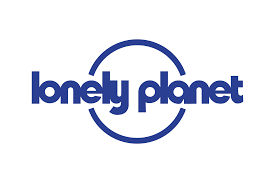 Lonely Planet logo with blue text and circular design.